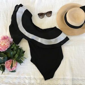 Ruffle overlay one piece swimsuit (sold)